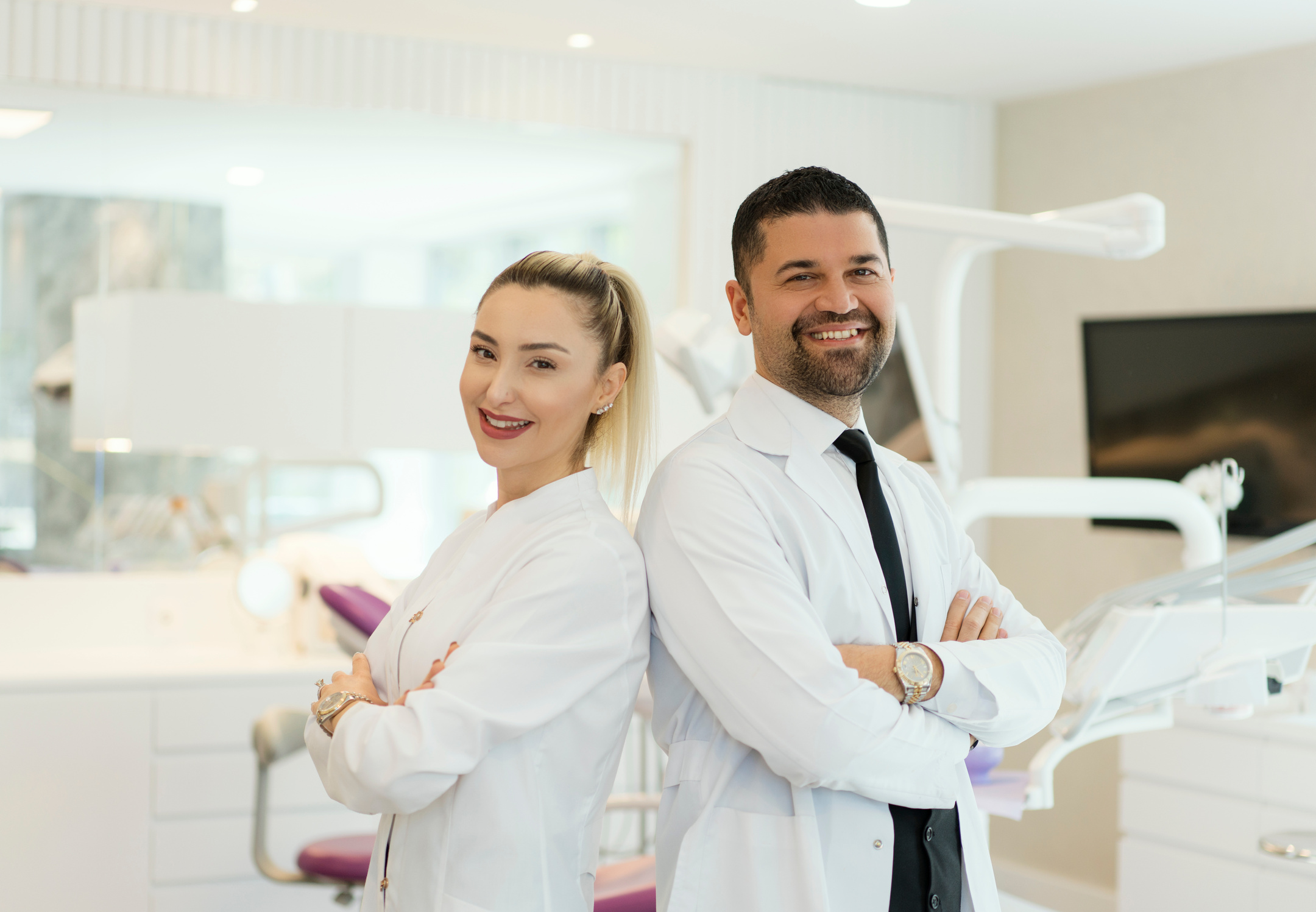 Male and female dentist at dentist office